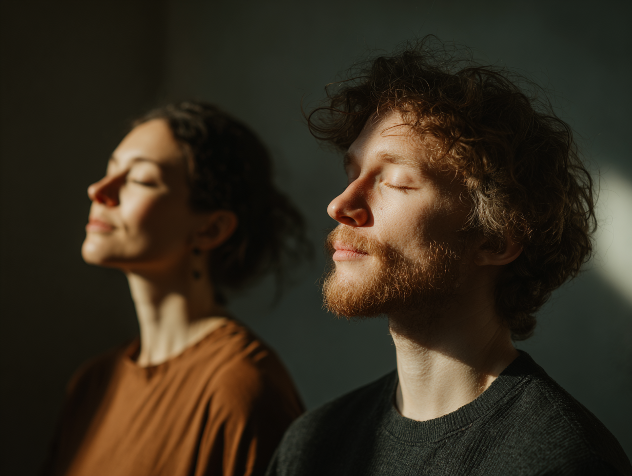 Йога на природі - людина у позі медитації на заході сонця